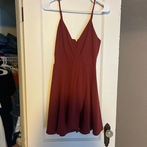 Elegant Burgundy Spaghetti Strap Dress